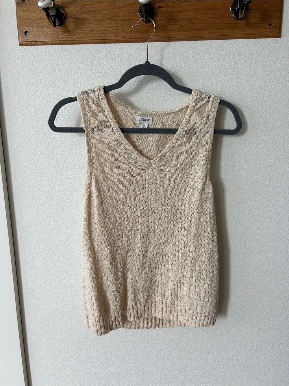 J. Crew Beige/Cream Knit V-Neck Sweater Tank